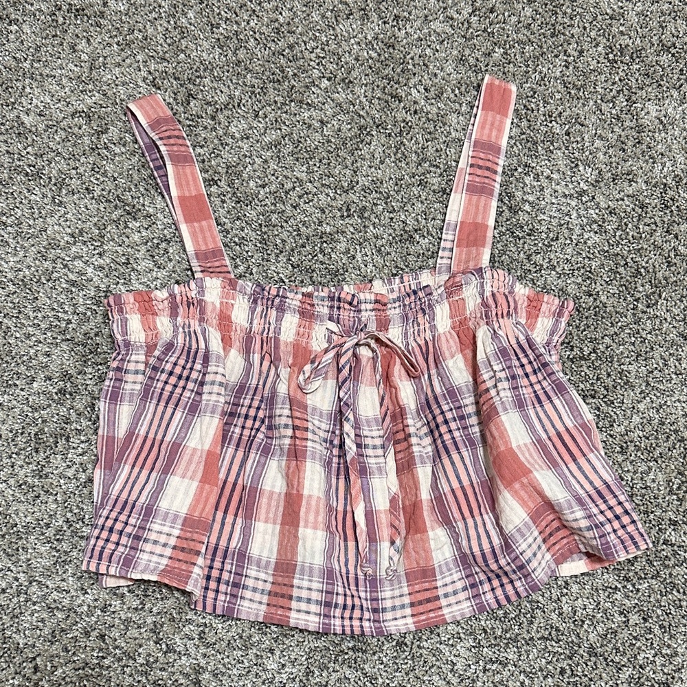 American Eagle Outfitters Pink and Cream Striped Blouse